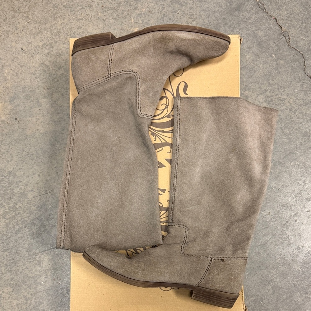 Vintage America Taupe Suede Tall Ankle Boots